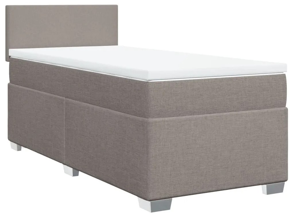 Κρεβάτι Boxspring με Στρώμα Taupe 80x200 εκ. Υφασμάτινο - Μπεζ-Γκρι