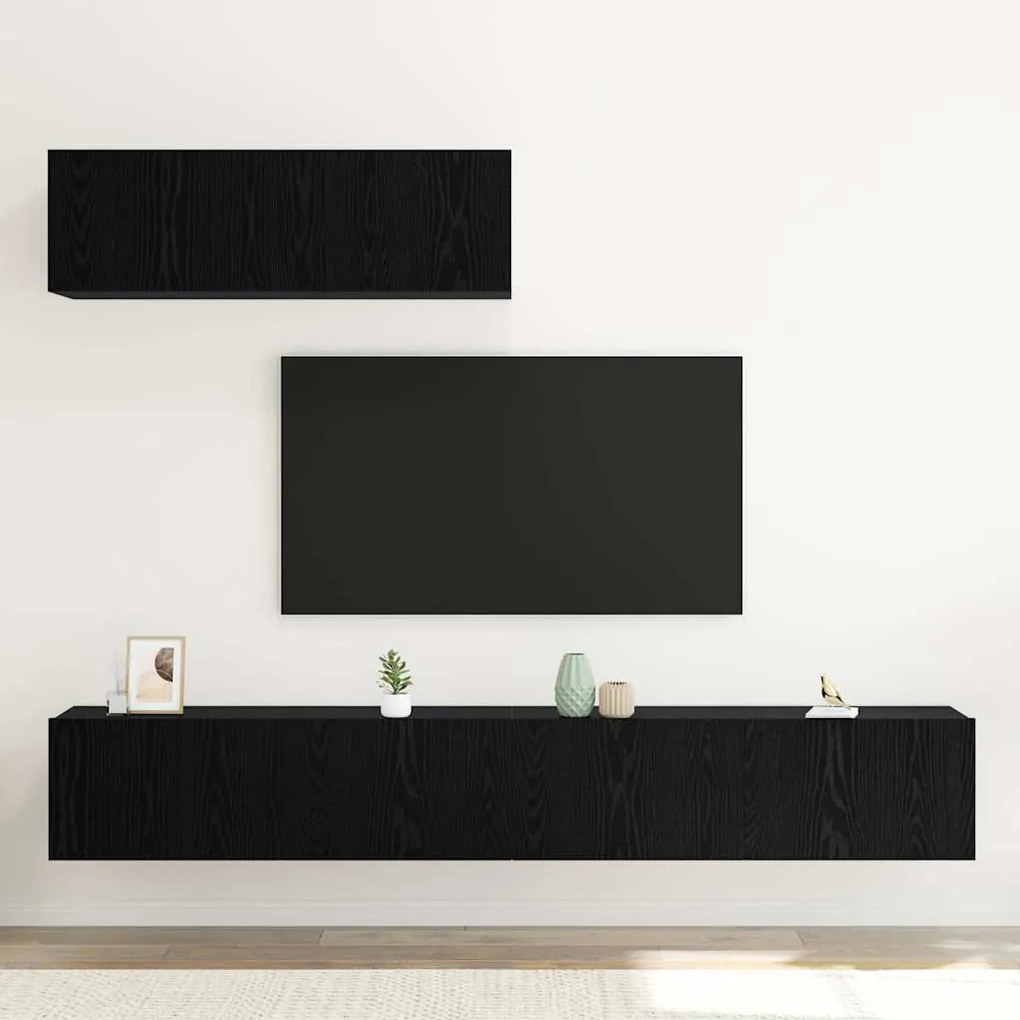 vidaXL Σετ Ντουλάπας Τηλεόρασης 3 pcs Μαύρη δρυς 200 x 30 x 30 cm
