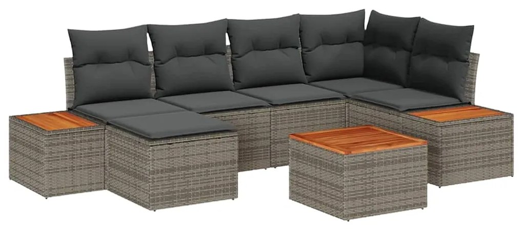 vidaXL Σετ Καναπέ Κήπου 7 pcs Γκρι 264 x 154 x 85 εκ. Πολυ ράταν