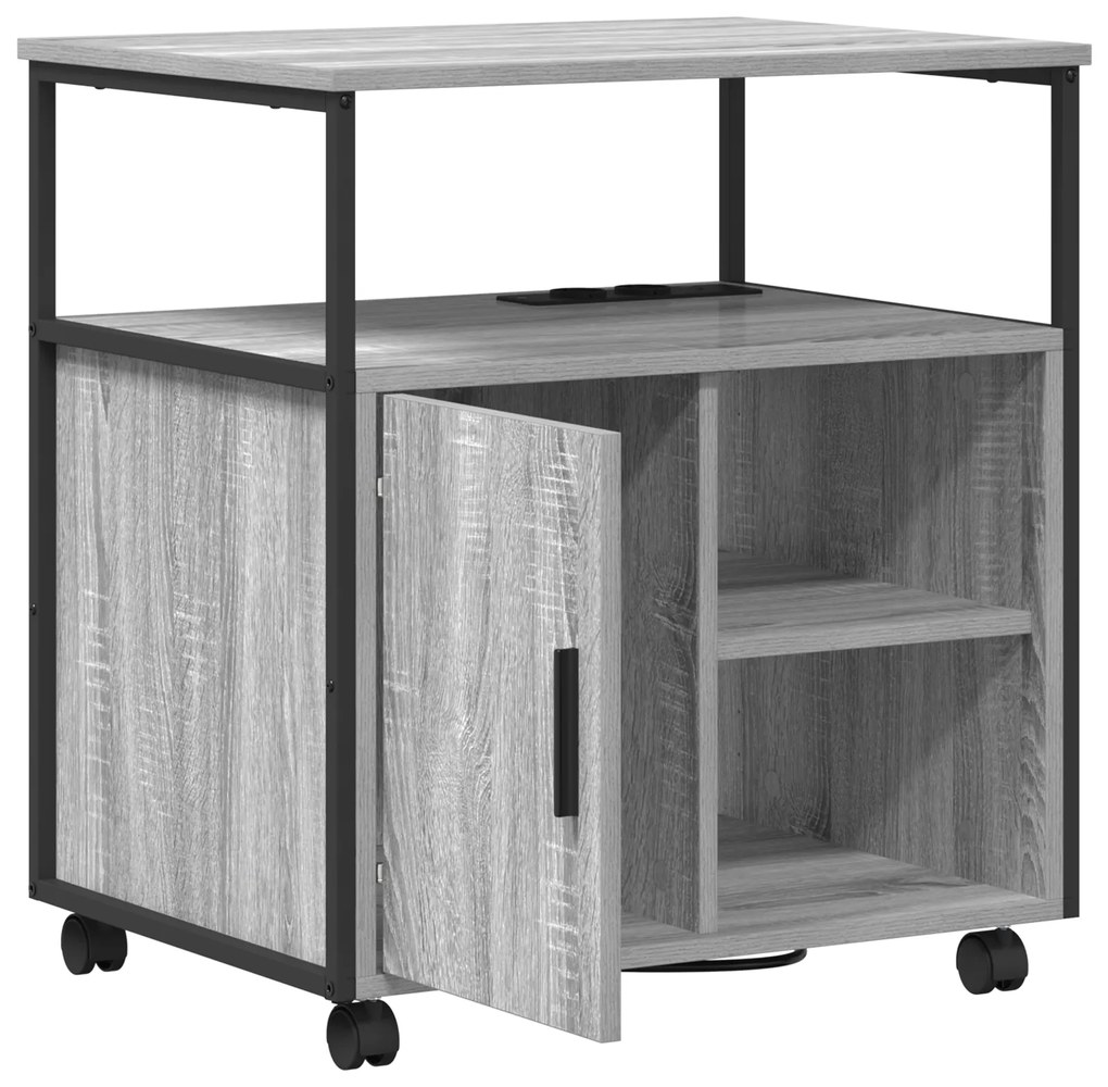 vidaXL Γραφείο Ντουλάπι με τροχούς Γκρι sonoma 60 x 46 x 67 εκ.
