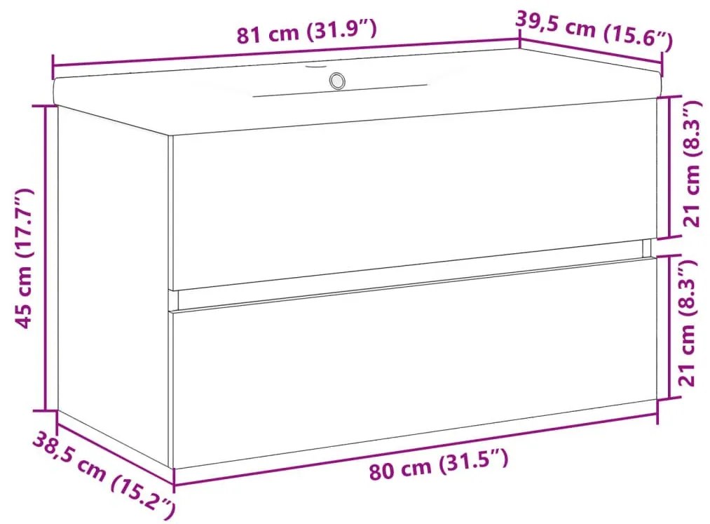 Ντουλάπι Μπάνιου με Νιπτήρα Παλ. Ξύλο 81x39,5x49 εκ. - Καφέ