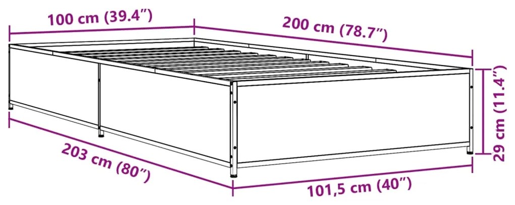 ΠΛΑΙΣΙΟ ΚΡΕΒΑΤΙΟΥ ΜΑΥΡΟ 100X200 ΕΚ. ΕΠΕΞ. ΞΥΛΟ &amp; ΜΕΤΑΛΛΟ 845106