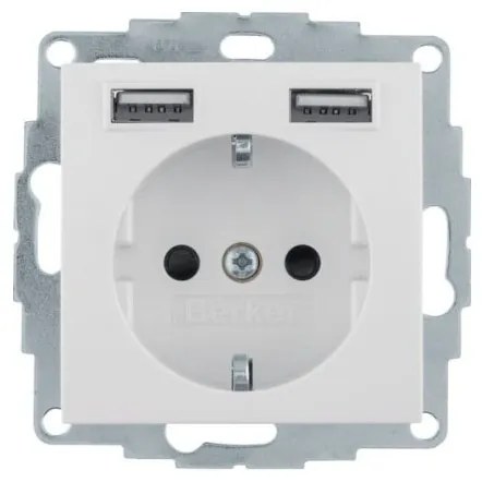 Πρίζα Σούκο με 2xUSB Μπεζ Berker S.1 48038982 Hager-48038982-Μπεζ 48038982