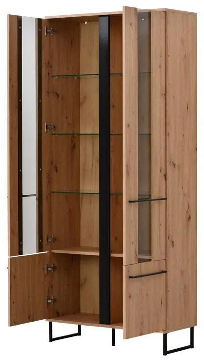 Βιτρίνα Sardinia 2K VS2 Artisan Oak - Μαύρο 84.5x35x193.5 εκ. 84.5x35x193.5 εκ.