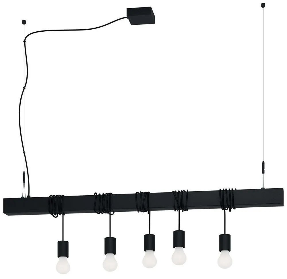 Φωτιστικό Οροφής - Ράγα Townshend-B 39937 110x9,5x200cm 5xE27 40W Black Eglo Steel