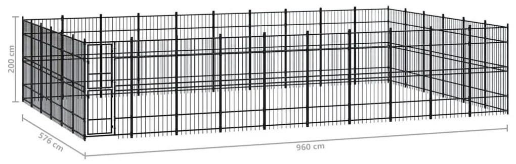 Κλουβί Σκύλου Εξωτερικού Χώρου 55,3 μ² από Ατσάλι - Μαύρο
