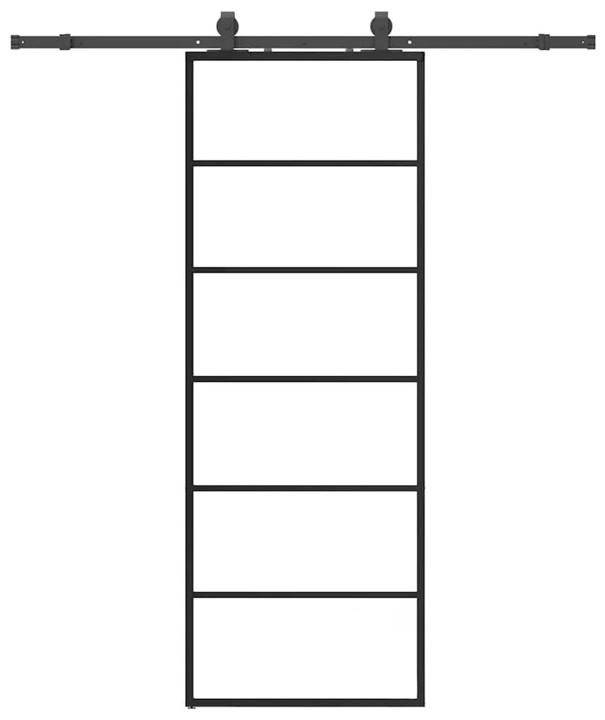 vidaXL Συρόμενη Πόρτα με Μηχανισμό Μαύρο 76x205 εκ. Γυαλί ESG