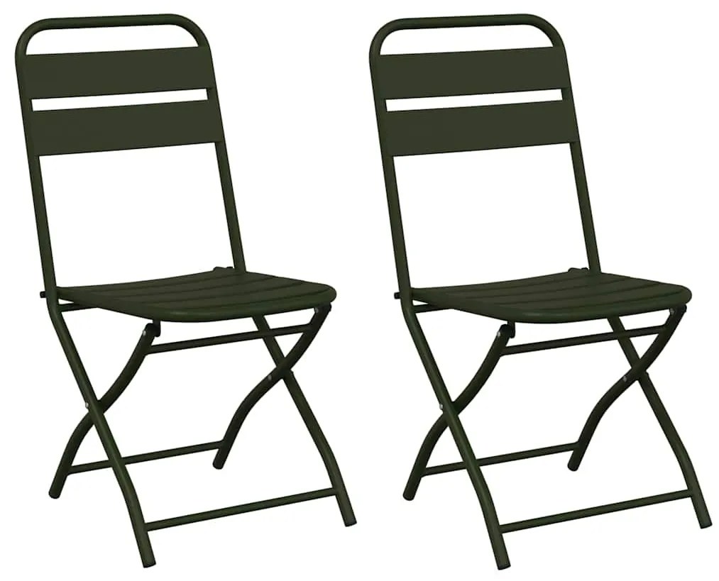 vidaXL Πτυσσόμενη Καρέκλα Κήπου 2 pcs Πράσινο 55 x 56.5 x 91εκ Ατσάλι