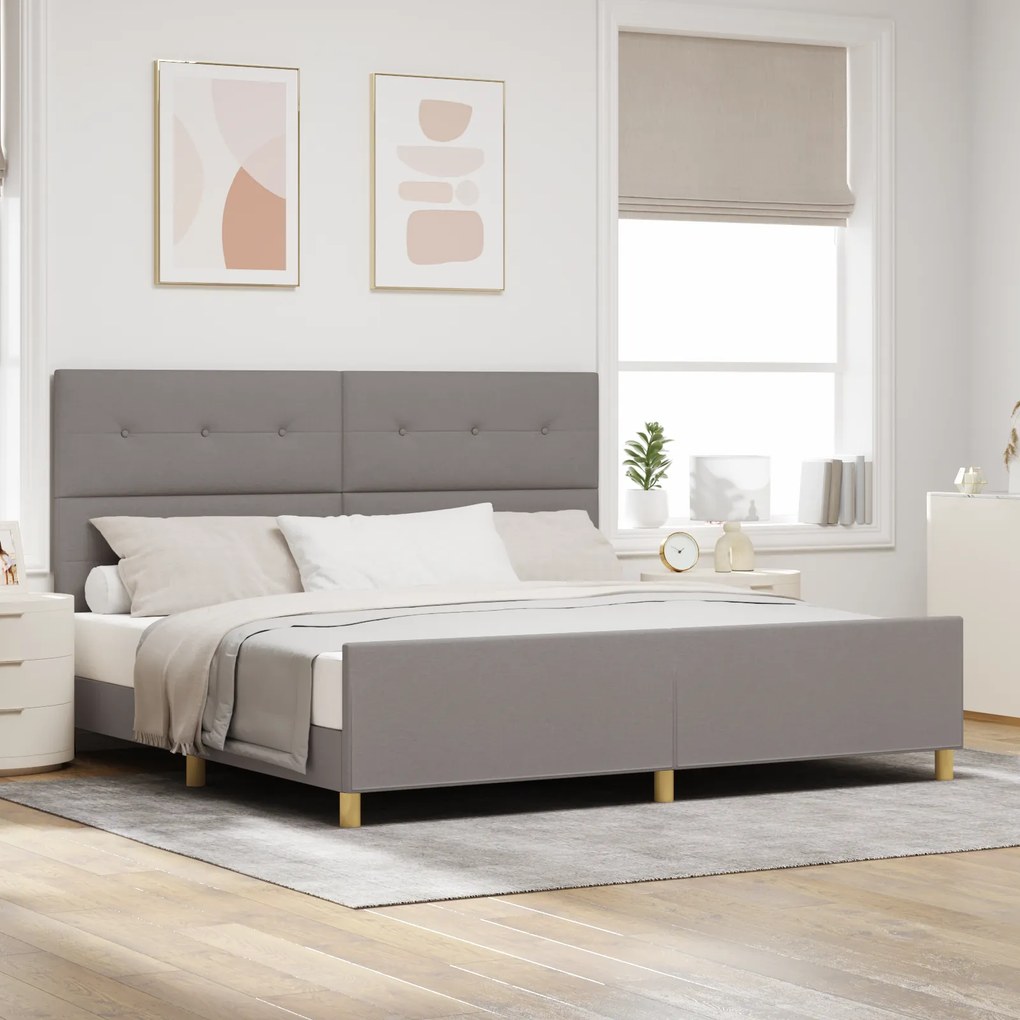 vidaXL Σκελετός Κρεβατιού με κεφαλάρι Taupe 200 x 200 cm ύφασμα