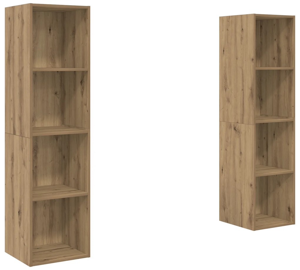 vidaXL Σετ επίπλου τηλεόρασης Επιτοίχιο 2 pcs Καφέ 37 x 37 x 142.5 εκ