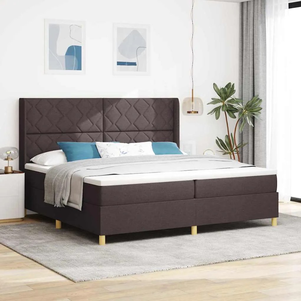 vidaXL Κρεβάτι με ελατήρια με στρώμα Καφέ 200 x 200 cm ύφασμα