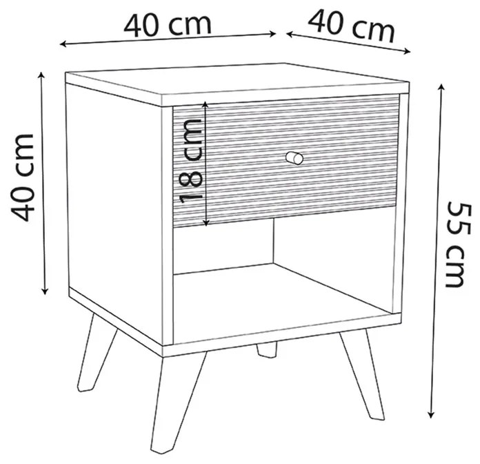 Κομοδίνο Flipter pakoworld μελαμίνης μαύρο-oak 40x40x55εκ - 197-000204