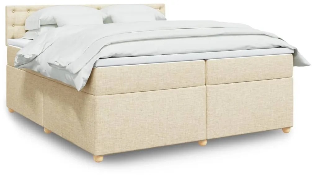 ΚΡΕΒΑΤΙ BOXSPRING ΜΕ ΣΤΡΩΜΑ ΚΡΕΜ 200X200 ΕΚ. ΥΦΑΣΜΑΤΙΝΟ 3286806