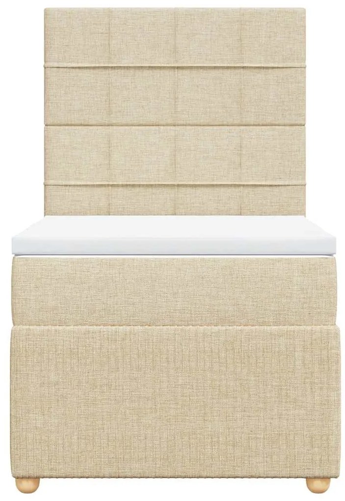 vidaXL Κρεβάτι Boxspring με Στρώμα Κρεμ 90x190 εκ.Υφασμάτινο