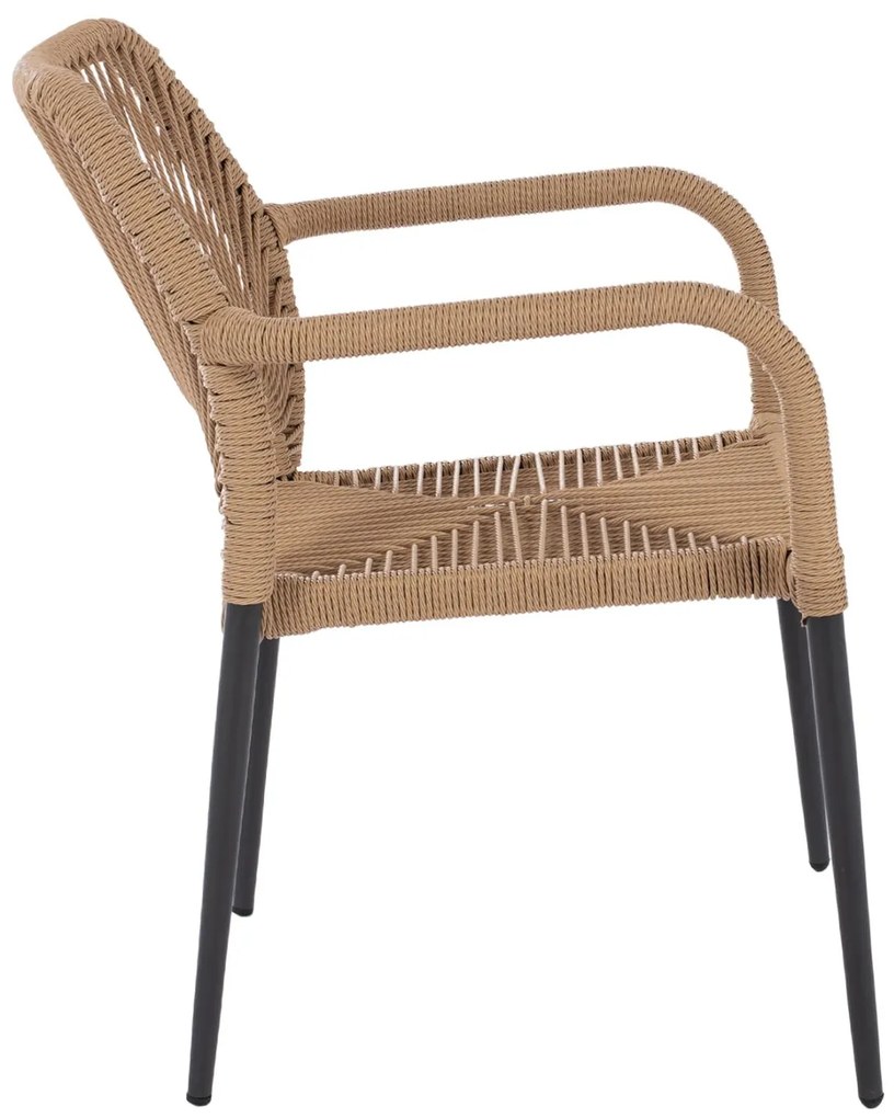 Καρέκλα - Πολυθρόνα NOJO C5771.02 Γκρί Αλουμινίου με P.E. Twist Rattan Μπέζ 55x63x82 εκ. 55x63x82 εκ.