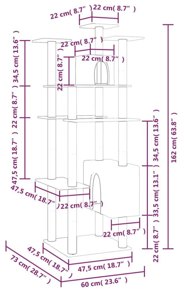 Γατόδεντρο Κρεμ 162 εκ. με Στύλους Ξυσίματος από Σιζάλ - Κρεμ