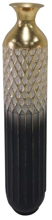 Διακοσμητικό βάζο Onna Inart μέταλλο σε χρυσή και μαύρη απόχρωση Φ15.7x80.6εκ 15.7x15.7x80.6 εκ.