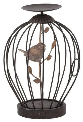 Κηροπήγιο Κλουβί 266-92-404 16x24cm Brown Polyresin