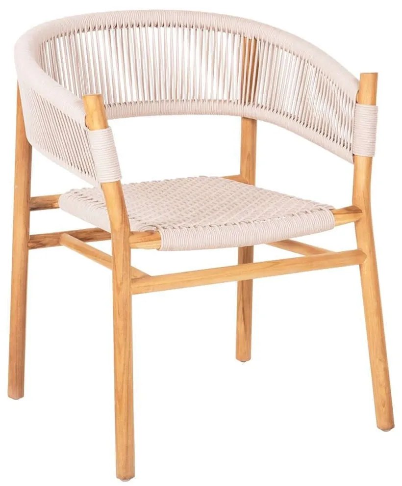 Πολυθρόνα Irving HM9763 60x55x78cm Με Σχοινί Από Ξύλο Teak Natural-Beige Wood, Rope