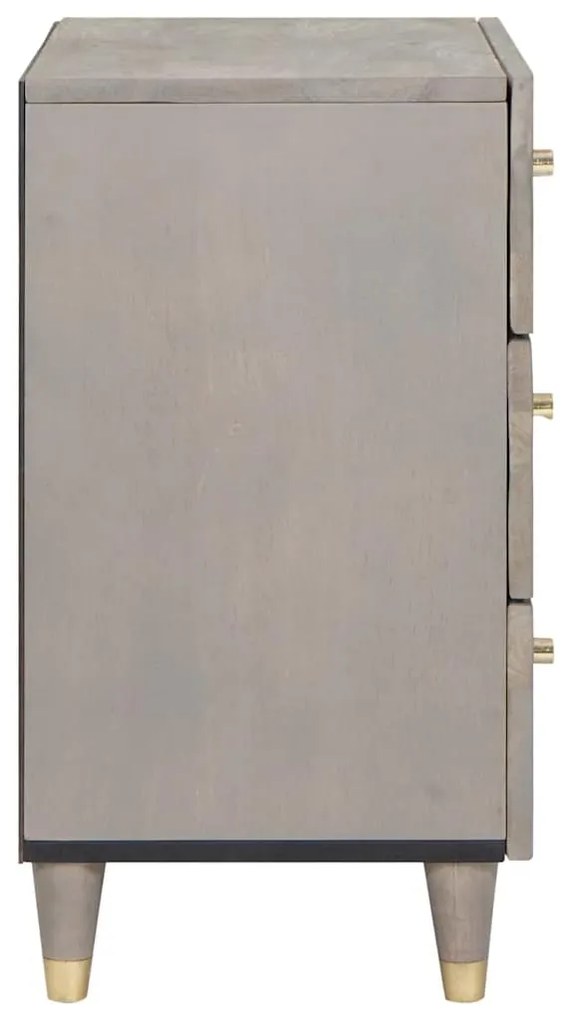 vidaXL Κομοδίνο με συρτάρι Γκρι 50 x 33 x 62 εκ. Μασίφ ξύλο μάνγκο
