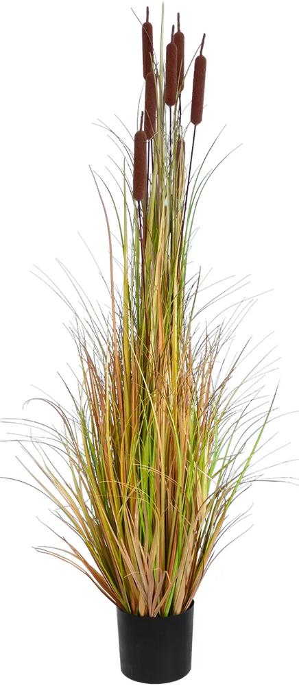 GloboStar® Artificial Garden TYPHA ANGUSTIFOLIA GRASS 20114 Τεχνητό Διακοσμητικό Φυτό Γρασίδι της Τύφας Υ150cm