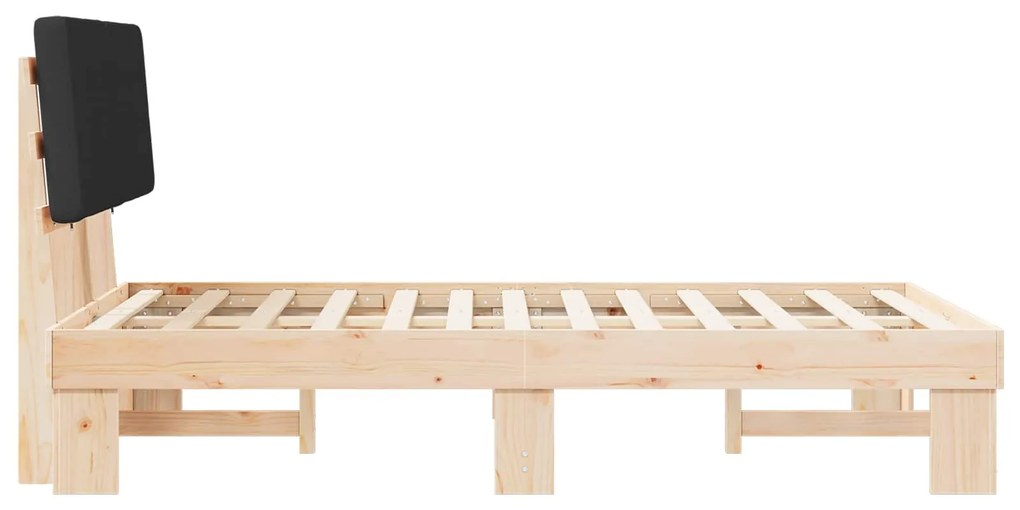 vidaXL Σκελετός Κρεβατιού με Επενδεδυμένο Κεφαλάρι Μαύρο 120 x 200 cm