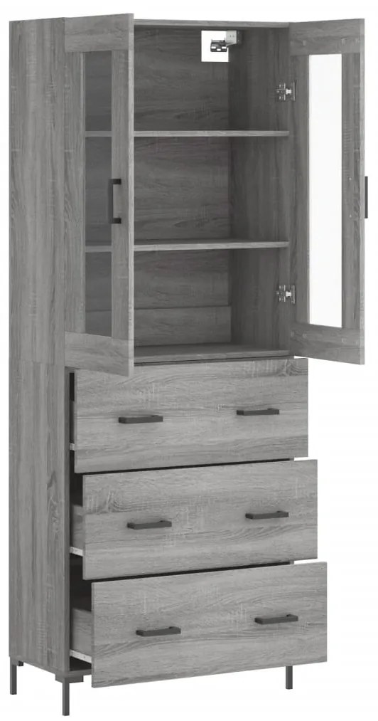 vidaXL Ντουλάπι Γκρι Sonoma 69,5 x 34 x 180 εκ. Επεξεργασμένο Ξύλο
