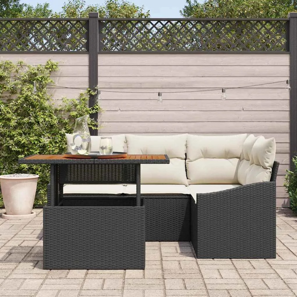 vidaXL Σέτ φαγητού για κήπο Μαύρο και Κρέμα 100 x 55 x 73 εκ