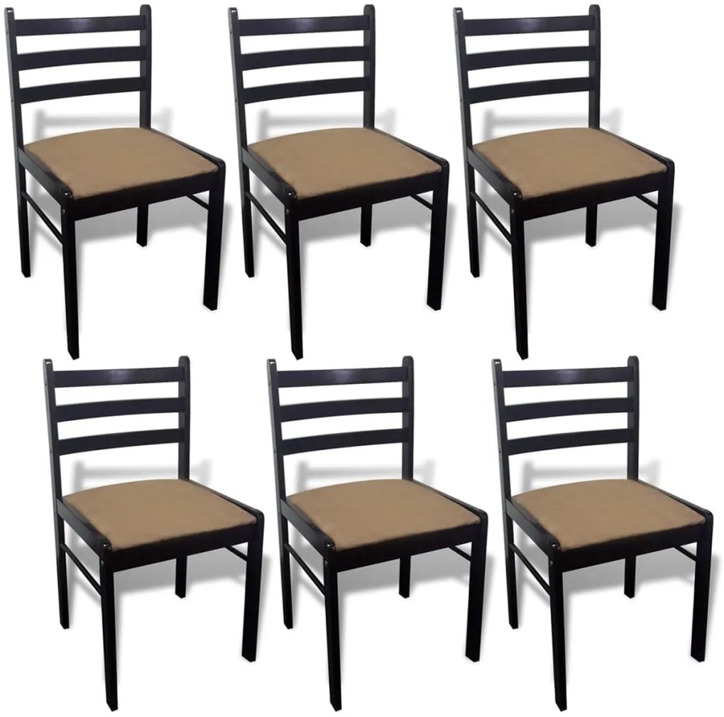 vidaXL Καρέκλες Τραπεζαρίας 6 τεμ. Καφέ από Μασίφ Ξύλο / Βελούδο