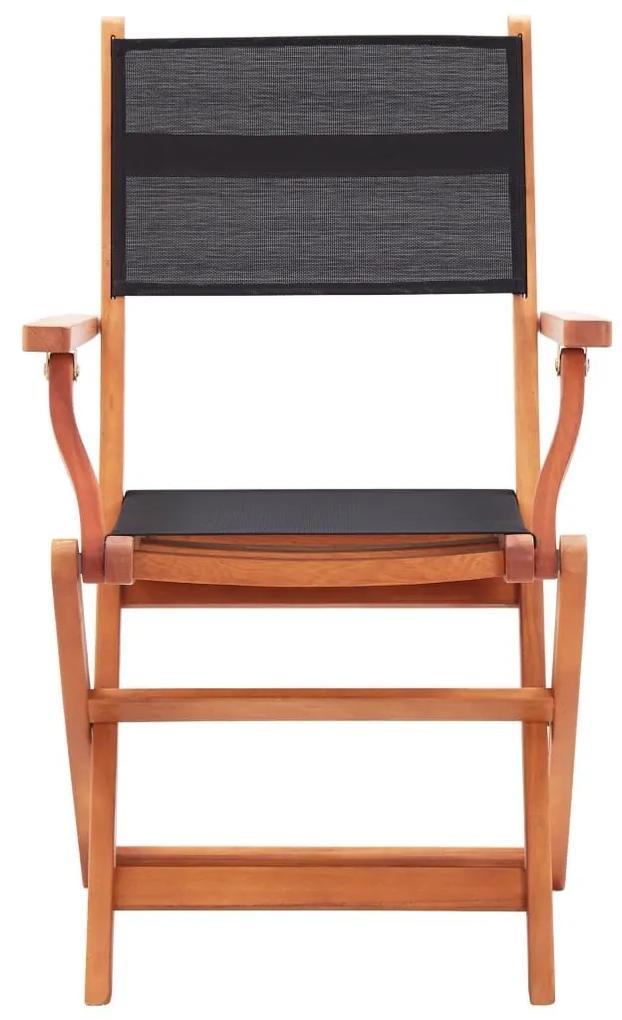 Καρέκλες Πτυσσόμενες 8τεμ. Μαύρες Μασίφ Ξύλο Ευκαλ./Τεξτιλίνη - Μαύρο