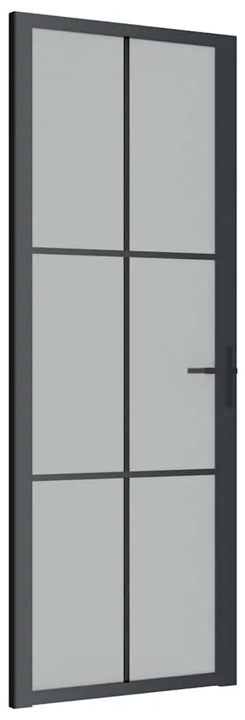 vidaXL Εσωτερική Πόρτα 76x201,5 εκ. Μαύρο Ματ Γυαλί και Αλουμίνιο