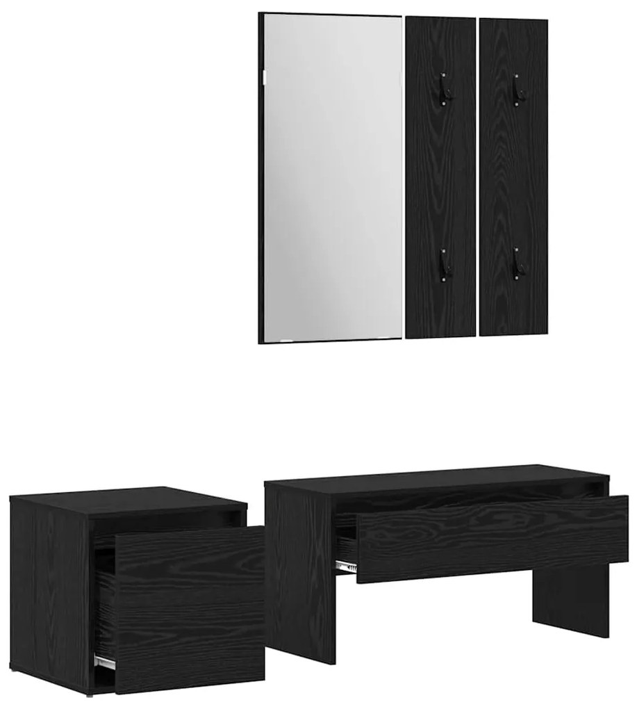 vidaXL Σετ επίπλων χωλ με συρτάρι 3 pcs Μαύρη δρυς 80 x 31 x 40 εκ