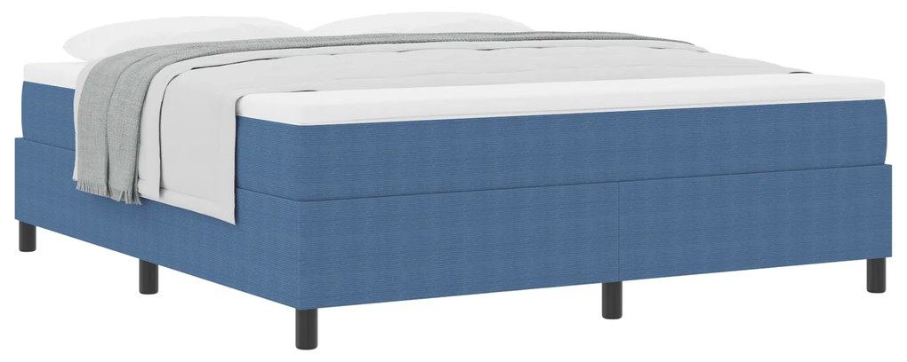 vidaXL Κρεβάτι με ελατήρια Μπλέ, Λευκό 203 x 180 x 60 εκ. Βελούδο