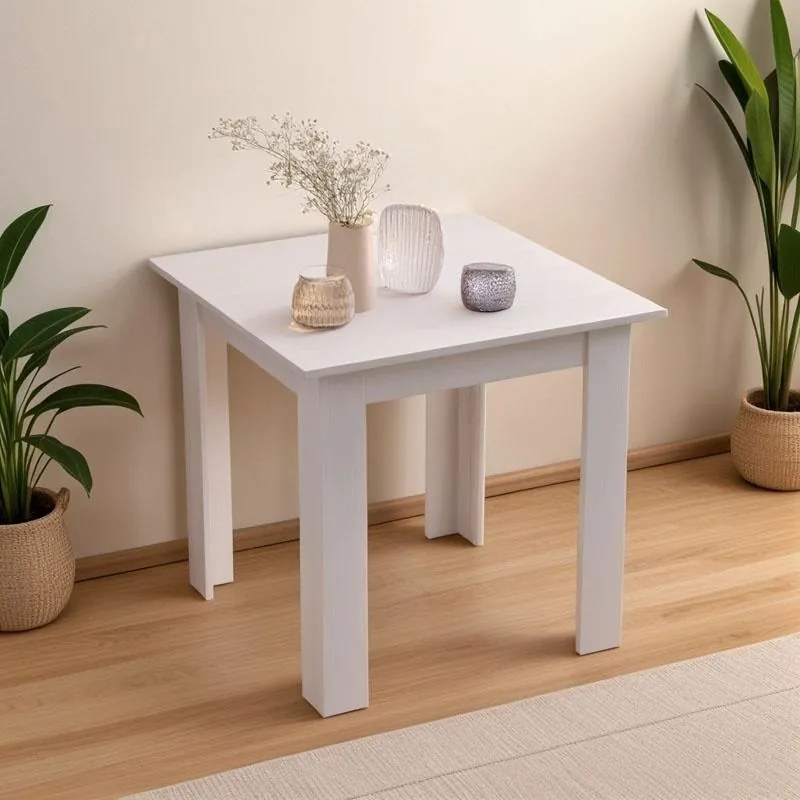 Τραπέζι Manka I μελαμίνη σε λευκή απόχρωση 80x80x77εκ 80x80x77 εκ.