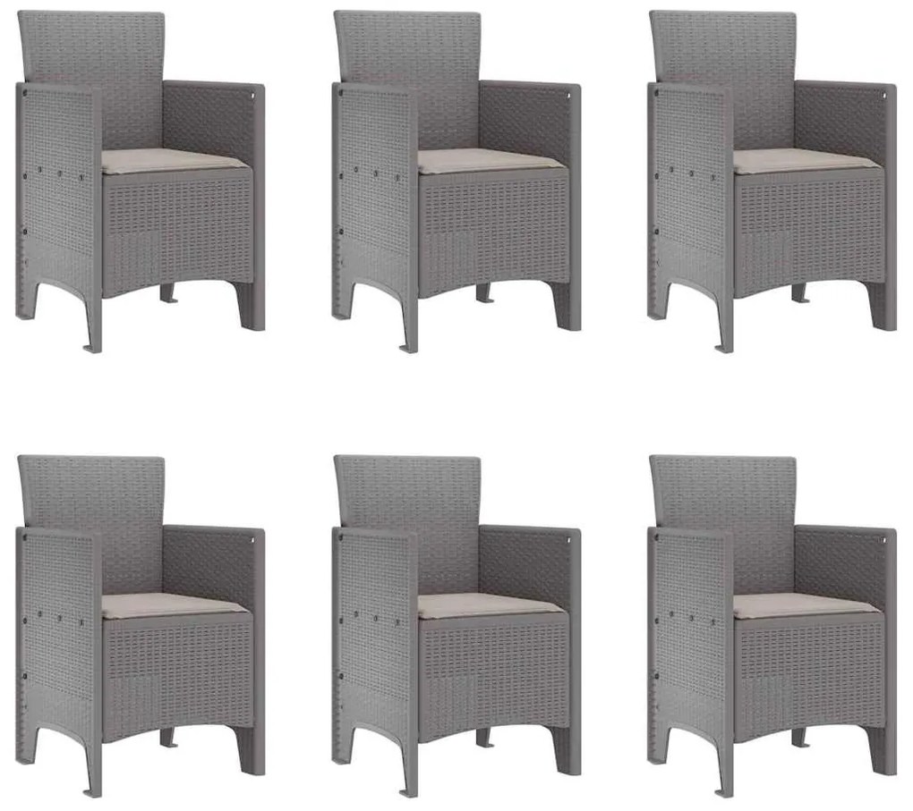 vidaXL Σέτ φαγητού για κήπο 7 pcs Ανοιχτό γκρι Rattan Polt