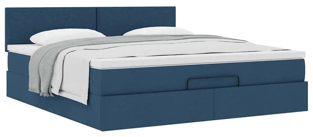 vidaXL Οθωμανικό κρεβάτι με στρώμα μπλε 160x200cm ύφασμα