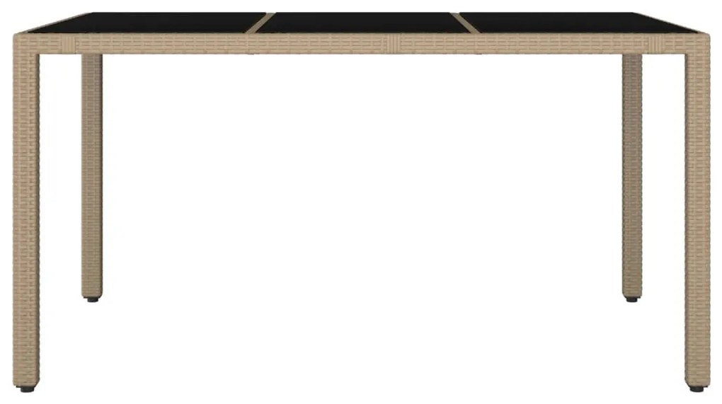 vidaXL Τραπέζι Κήπου Γυάλινη Επιφάνεια Μπεζ Συνθ. Ρατάν &amp; Ψημένο Γυαλί