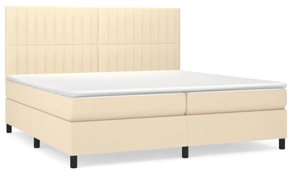 vidaXL Κρεβάτι Boxspring με Στρώμα Κρεμ 200x200 εκ. Υφασμάτινο