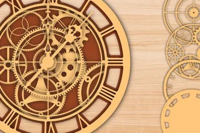 Σετ των 2 Intra απο ξύλο plywood 3mm-4mm πάχος 3D ρολόι πολλαπλών επιπέδων Δίασταση 15x15 cm INTRAFABR-25168350