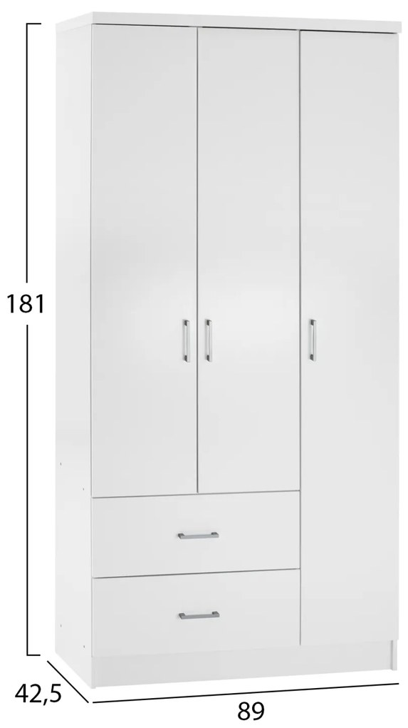 ΝΤΟΥΛΑΠΑ 3ΦΥΛΛΗ ME 2 ΣΥΡΤΑΡΙΑ CAESAR HM340.05 ΛΕΥΚΗ 89x42,5x181 εκ.