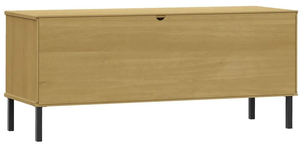 vidaXL Παπουτσοθήκη OSLO Καφέ 106x35x45 εκ. Μασίφ Ξύλο με Μεταλ. Πόδια