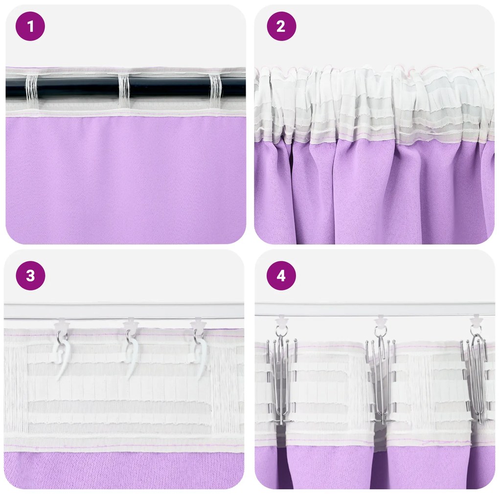 vidaXL Κουρτίνες με κουρτίνες 2 pcs Μοβ 225 x 140 εκ. Πολυεστέρας