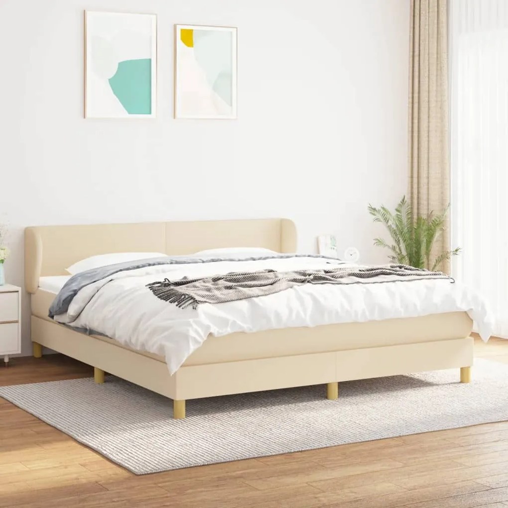 ΚΡΕΒΑΤΙ BOXSPRING ΜΕ ΣΤΡΩΜΑ ΚΡΕΜ 160X200 ΕΚ. ΥΦΑΣΜΑΤΙΝΟ 3126658