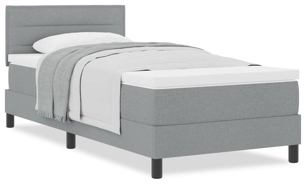 vidaXL Κρεβάτι Box Spring με Στρώμα Ανοιχτό Γκρι 100x200 εκ Ύφασμα