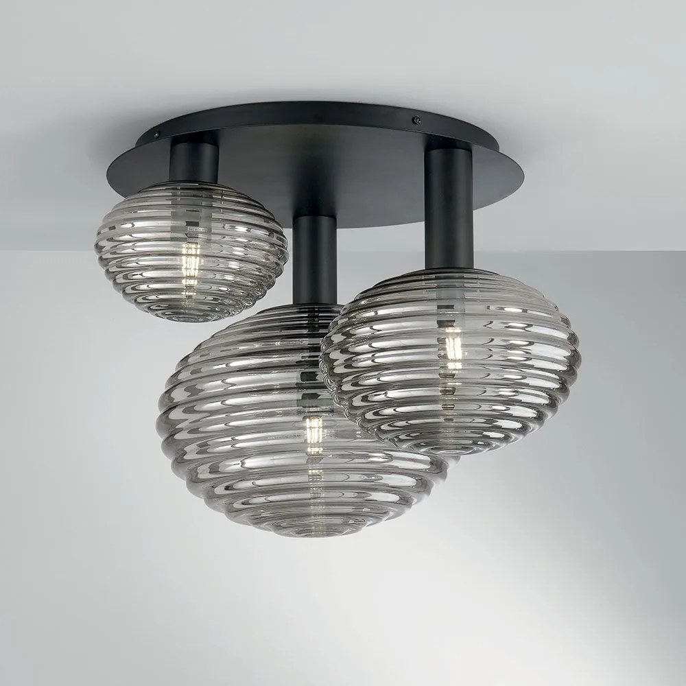 Φωτιστικό Οροφής - Πλαφονιέρα I-Ripple-PL3-NER E27 48x53,5x39cm Black Luce Ambiente Design