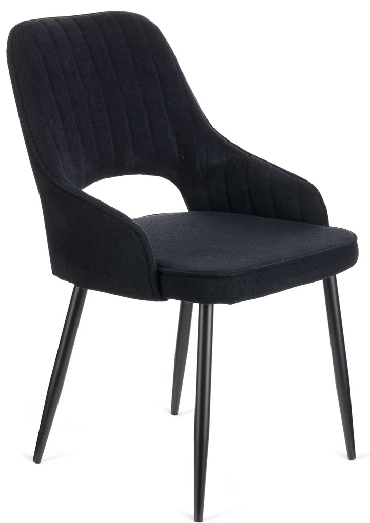 Καρέκλα Tiate μαύρο μπουκλέ ύφασμα-πόδι μαύρο μέταλλο 47x51x83