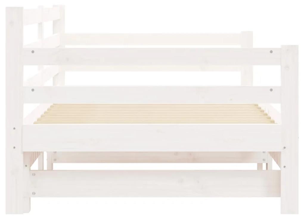vidaXL Καναπές Κρεβάτι Συρόμενος Λευκός 80 x 200 εκ. Μασίφ Ξύλο Πεύκου