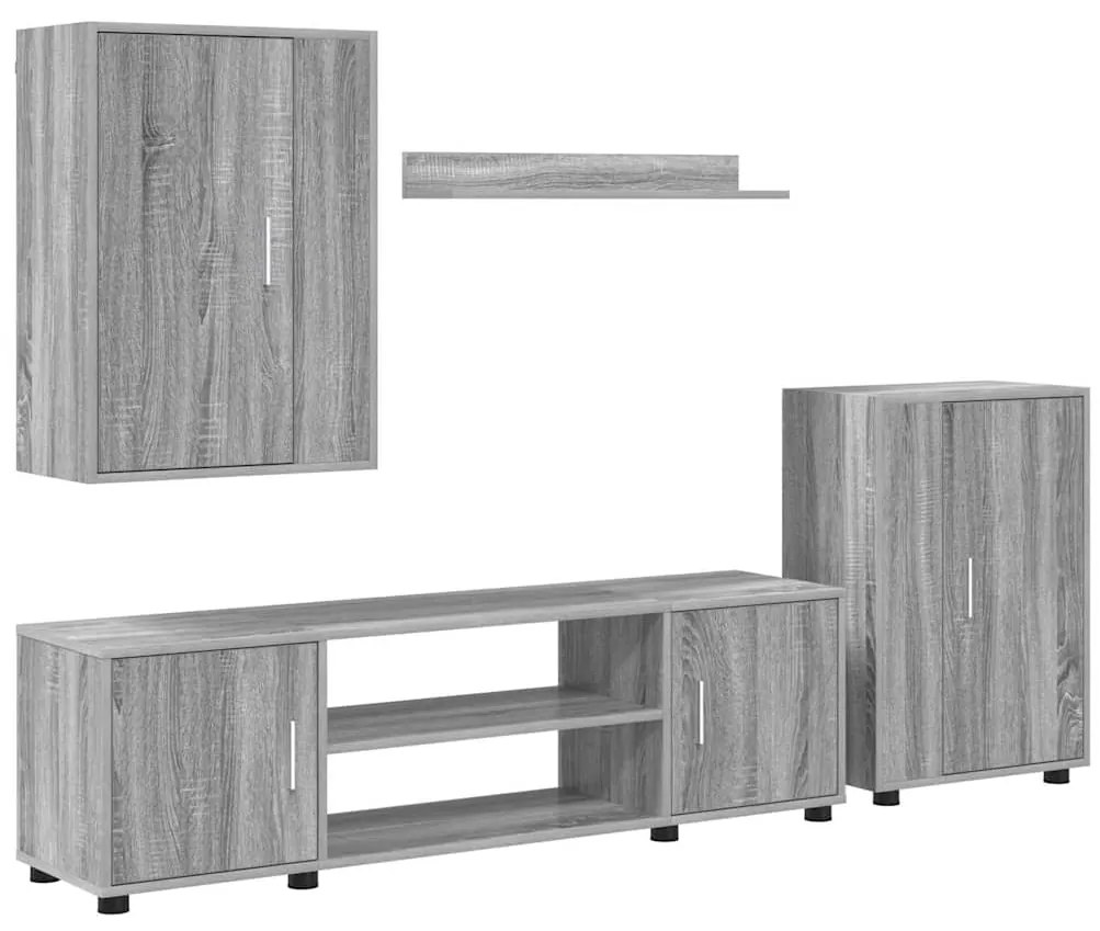 vidaXL Σετ 4 τεμαχίων για ντουλάπα τηλεόρασης 4 pcs Γκρι sonoma