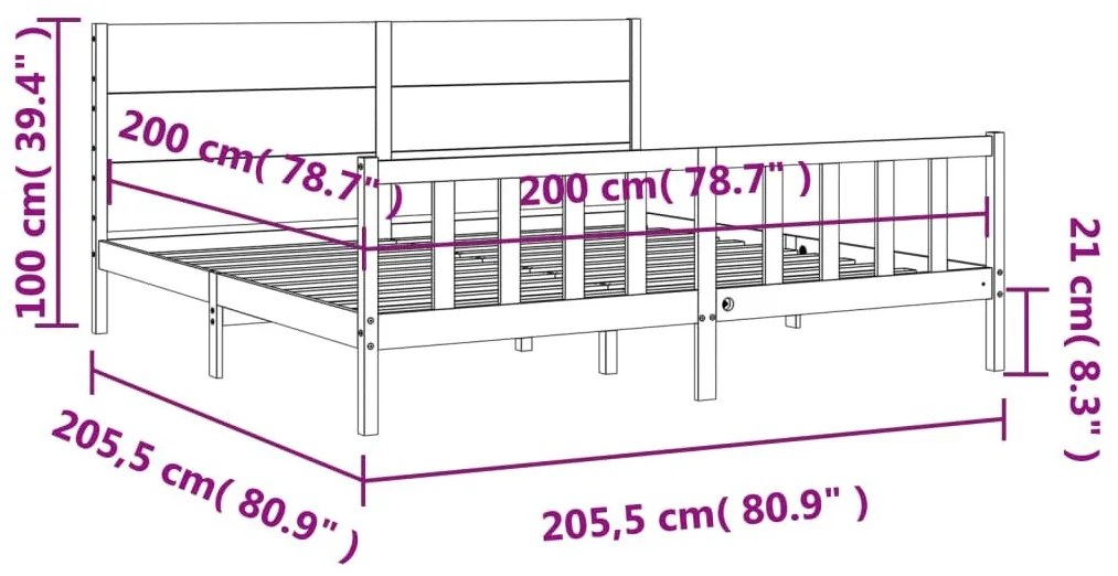 Σκελετός Κρεβ. Χωρίς Στρώμα Λευκό 200x200 εκ Μασίφ Πεύκο - Λευκό