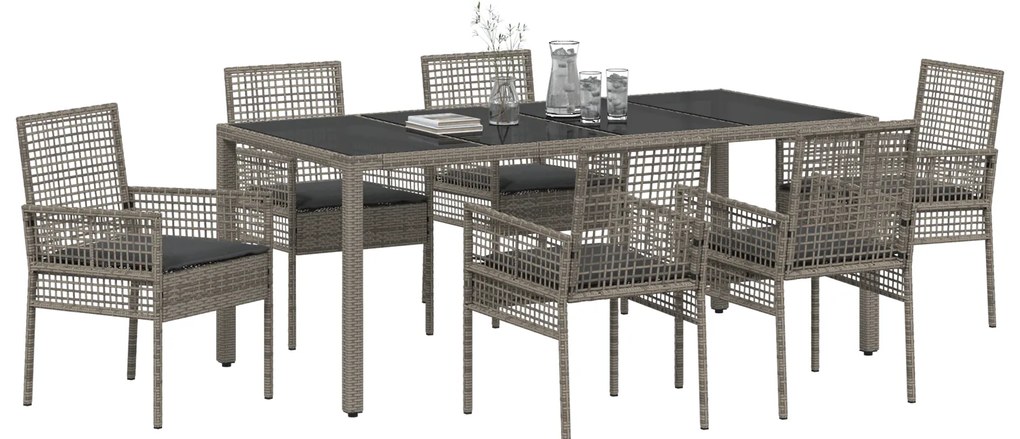 vidaXL Σετ Τραπεζαρίας Κήπου 7 pcs Γκρι 190 x 90 x 75 cm